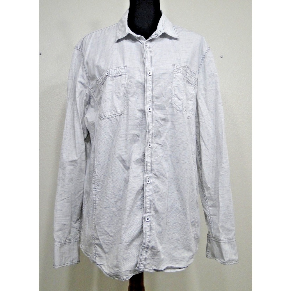 INC International Concepts Button Up Shirt Men's XL Long Sleeve Striped Cotton - Picture 1 of 7